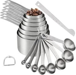 Measuring Cups And Spoons Set Of 15 Pcs, 7 Stainless Steel Stackable Heavy Measuring Cups, 8 Measuring Spoons, Metal Measuring Spoons And Cups For Dry Or Wet Ingredients During Baking. -KitchenAid Shop 416UdhFImNL. AC
