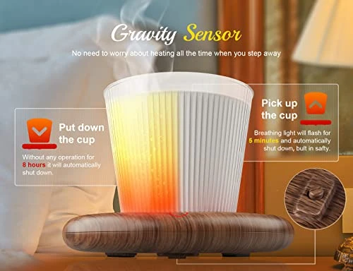 Coffee Mug Warmer, 40W Coffee Cup Warmer For Desk With 3 TEM Setting Breathing Light Gravity-Induction Smart Electric Beverage Warmers Heating Plate For Coffee, Milk, Tea, Candle Wax 5 Coffee Mug Warmer, 40W Coffee Cup Warmer For Desk With 3 TEM Setting Breathing Light Gravity-Induction Smart Electric Beverage Warmers Heating Plate For Coffee, Milk, Tea, Candle Wax - Image 3