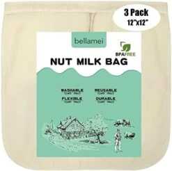 Bellamei Nut Milk Bag 3 Pack 14"x14" Organic Unbleached Cotton Reusable Cheesecloth Bags For Straining Almond Milk Juice Cold Brew Tea Cheese Making Celery Juice Nut Bag -KitchenAid Shop 416V8jj0FeL. AC