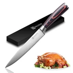 Carving Knife Razor Sharp Slicing Knife, 8 Inch Sushi Knife, High Carbon Stainless Steel Sashimi Knife With Ergonomic Handle For Carving Turkey Cutting Meats, Vegetables And Fruits