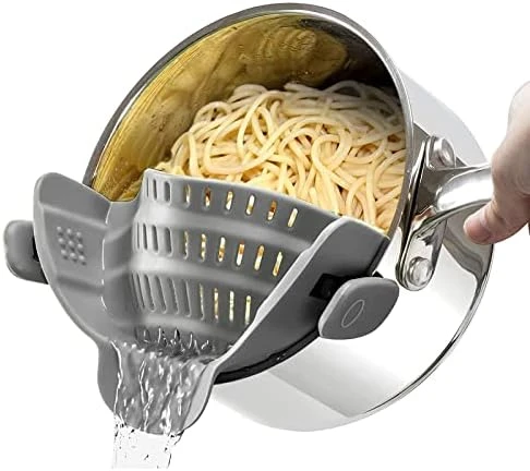 Clip On Strainer For Pots Pan Pasta Strainer, Silicone Food Strainer Hands-Free Pan Strainer, Clip-on Kitchen Food Strainer For Spaghetti, Pasta, Ground Beef Fits All Bowls And Pots - Black 9 Clip On Strainer For Pots Pan Pasta Strainer, Silicone Food Strainer Hands-Free Pan Strainer, Clip-on Kitchen Food Strainer For Spaghetti, Pasta, Ground Beef Fits All Bowls And Pots - Black - Image 7