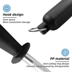IHUUU Carbon Steel Black Knife Sharpening Steel With Hanging Holes,10 Inch -KitchenAid Shop 416fD03j3sL
