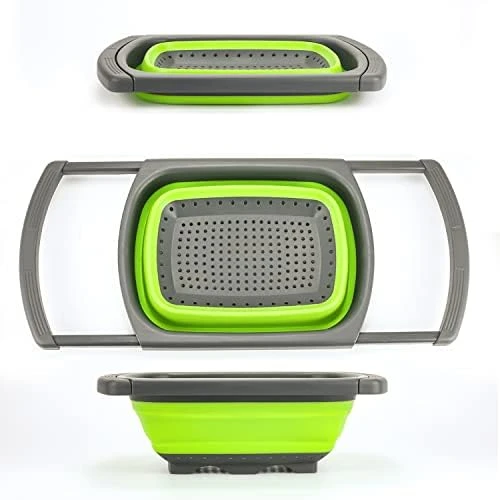 Over The Sink Collapsible Colander Kitchen Strainer Basket-Wash Vegetables And Fruits, Drain Cooked Pasta And Dry Dishes,6-Quart Capacity -Blue 10 Over The Sink Collapsible Colander Kitchen Strainer Basket-Wash Vegetables And Fruits, Drain Cooked Pasta And Dry Dishes,6-Quart Capacity -Blue - Image 8