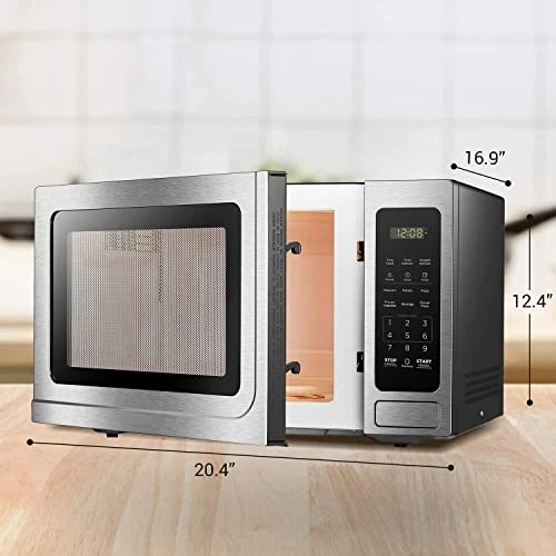 Digital Microwave Oven With Turntable Push-Button Door, Child Safety Lock, 1000W, 1.1cu.ft, Black & Stainless Steel, 1.1 Cu.ft 7 Digital Microwave Oven With Turntable Push-Button Door, Child Safety Lock, 1000W, 1.1cu.ft, Black & Stainless Steel, 1.1 Cu.ft - Image 5