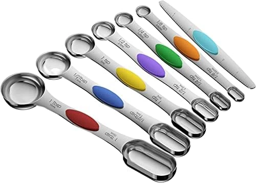 Magnetic Measuring Spoons Set,18/8 Stainless Steel With Upgraded Extend Handle, Dual Sided, Stackable, Adjustable Teaspoon And Tablespoon Kitchen Gadgets Set Of 7 7 Magnetic Measuring Spoons Set,18/8 Stainless Steel With Upgraded Extend Handle, Dual Sided, Stackable, Adjustable Teaspoon And Tablespoon Kitchen Gadgets Set Of 7 - Image 5