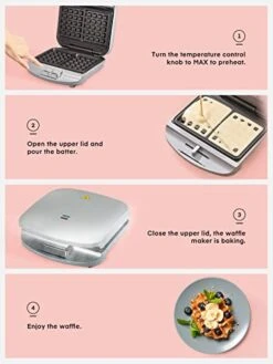 Waffle Maker Belgian 1000W, 2 Slice Waffle Iron With Browning Control, Nonstick Plates, Indicator Lights, Cord-Storage -KitchenAid Shop 4171c5uo57L