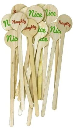 Perfect Stix - Cocktail 6 R- Naughty Nice-50 6" Wooden Cocktail/Drink Stirrers With Naughty Or Nice Pack Of 50ct