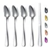 Grapefruit Spoons 5 Pieces Set, 4 Stainless Steel Grapefruit Spoon And 1 Grapefruit Knife With Titanium Plating, Grapefruit Utensil Set, Serrated Edges Spoon Pack Of 5 (Silver)