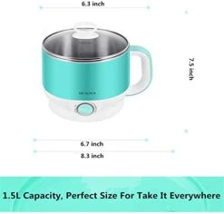 1.5L Electric Hot Pot, Noodle Cooker, Mini Hot Pot, Egg Cooker, Stainless Steel Shabu Shabu Hot Pot With Free Stainless Steel Rack, 110V 600W - For Boiling Water, Eggs, Cooking, Noodles
