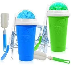 Slushy Cup Slushie Maker Ice Cup Silica Cup Pinch Cup Summer Cooler Smoothies Cup Double Layer Squeeze Cup Slush Maker Cup Home DIY Smoothie Cup For Children And Adult (Green) -KitchenAid Shop 417GetPkpiL. AC