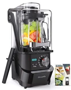 Professional Blender For Kitchen Quiet: Vacuum Commercial Blender For Shakes And Smoothies - 56oz Industrial Countertop Blenders - 1500W High Power Smoothie Blender With Shield, 29015 (56 Oz)