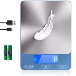 Food Scale -33lb Digital Kitchen Scale For Food Ounces Grams Rechargeable 304 Stainless Steel,Batteries And Type-C Charging | Perfect For Meal Prep, Cooking, And Baking, Blue