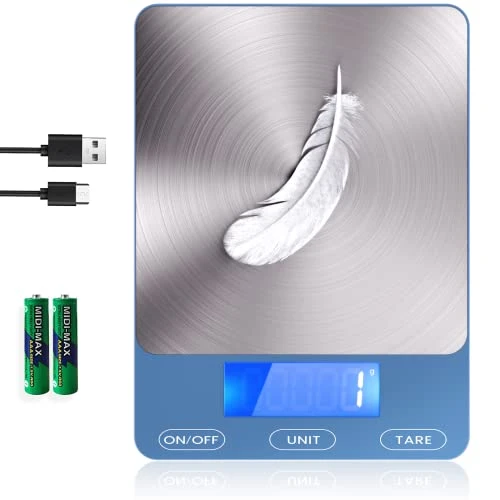 Food Scale -33lb Digital Kitchen Scale For Food Ounces Grams Rechargeable 304 Stainless Steel,Batteries And Type-C Charging | Perfect For Meal Prep, Cooking, And Baking, Blue 3 Food Scale -33lb Digital Kitchen Scale For Food Ounces Grams Rechargeable 304 Stainless Steel,Batteries And Type-C Charging | Perfect For Meal Prep, Cooking, And Baking, Blue