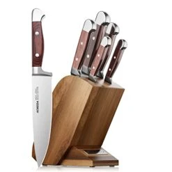 Knife Set For Kitchen With Block, Classic 6-Piece Sets, Pakkawood Handle, Balanced Dual-Bolster Design, High Carbon Stainless Steel Knives