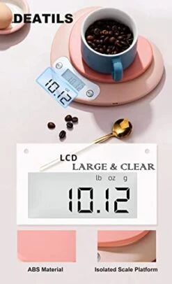 Pink Kitchen Scale - Large LCD Display, Tare Function, 11 Lbs(5kg) Capacity, 0.03 Oz.(1g) Precise Graduation, ML And Oz Unit For Liquids And Solids - Ideal Food Scale For Baking & Cooking (5kg/1g) -KitchenAid Shop 417hS5GdWcL