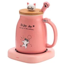 Smart Coffee Mug Warmer & Cute Cat Mug Set, Beverage Cup Warmer For Desk Home Office, Candle Warmer Plate For Milk Tea Water With Two Temperature Setting(Up To 140℉/ 60℃), 8 Hour Auto Shut Off