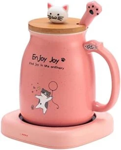 Smart Coffee Mug Warmer & Cute Cat Mug Set, Beverage Cup Warmer For Desk Home Office, Candle Warmer Plate For Milk Tea Water With Two Temperature Setting(Up To 140℉/ 60℃), 8 Hour Auto Shut Off -KitchenAid Shop 417kbnKp5KL. AC