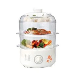 HYDZQ 10 Liter Electric Steamer, Multifunctional Household Three-Layer Steamer, Small Automatic Power-Off Steaming Vegetables, Electric Steam Steamer