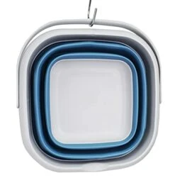 8.5L (2.2 Gallon) Collapsible Square Handy Bucket With Lid / Foldable SquareWater Pail With Lid / Portable Tub With Handle And Lid. Size 31x31cm (Grey/Steel Blue, 1) -KitchenAid Shop 417qS4RZiHL