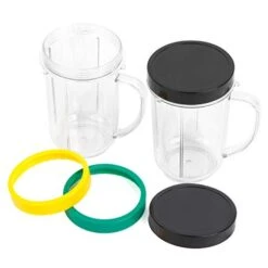 16OZ Replacement Cups For Magic Bullet, 6Pcs/Set Parts Compatible With 250W Magic Bullet Blender MB1001, Include 16oz Mug Cups With Handle, Stay Fresh Lids, Colored Lips Rings