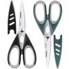 Itchen Shears With Sheath, ARCHIKING 2pack Sharp Kitchen Scissors,Stainless Steel Scissors,Poultry Shears,Utility Scissors,Office Scissors,Dishwasher Safe For Chicken,fish,meat,BBQ (Black&Green)
