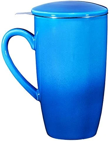 16 Oz Porcelin Ceramic Mug With Tea Infuser And Lid, Loose Leaf Tea Cup, Gift For Tea Lovers, Large Mug For Office And Travel, Gift For Christmas, Coffee Mug With Lid, Grey 5 16 Oz Porcelin Ceramic Mug With Tea Infuser And Lid, Loose Leaf Tea Cup, Gift For Tea Lovers, Large Mug For Office And Travel, Gift For Christmas, Coffee Mug With Lid, Grey - Image 3