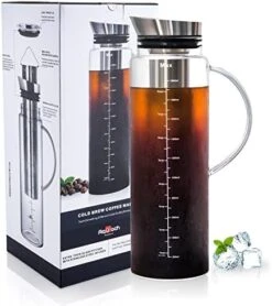 Cold Brew Coffee Iced Tea Maker & Fruit Pitcher - Large Capacity 68 Ounces - With Durable Glass Carafe/Fine Mesh Steel Infuser/Airtight Lid -KitchenAid Shop 4184NFnRdiL. AC 1