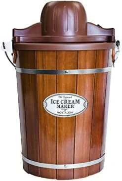 Electric Ice Cream Maker, 6 Quarts, Soft Serve Machine With Easy-Carry Handle For Ice Cream, Frozen Yogurt Or Gelato, Dark Wood -KitchenAid Shop 4184POk2WYL. AC