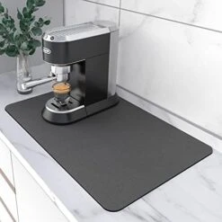 Coffee Maker Mat For Countertops: Coffee Mat Absorbent Coffee Bar Mat For Kitchen Hide Stain Rubber Backed, 12" X 17" Coffee Bar Accessories Fit Under Coffee Machine Coffee Pot Appliance Mats (Grey) -KitchenAid Shop 4185R3bocEL. AC