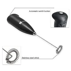 Milk Frother Handheld Battery Operated Electric Foam Maker Hand Blender For Coffee, Cappuccino, Latte,Hot Chocolate, Durable Drink Mixer With Stainless Steel Whisk(Black) -KitchenAid Shop 4185wW1ExaL