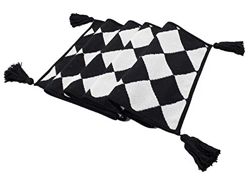 Black And White Diamond Woven Table Runner - 14 X 71 Inch Checker Runner Table Centerpiece For Dining Home Decor, Indoor Parties, Holiday Events Tassel Table Runner 4 Black And White Diamond Woven Table Runner - 14 X 71 Inch Checker Runner Table Centerpiece For Dining Home Decor, Indoor Parties, Holiday Events Tassel Table Runner - Image 2
