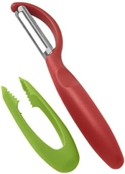 Kuhn Rikon Serrated Piranha “Swivel” Peeler 7.25” Red -KitchenAid Shop 418HnfR2i3L. AC