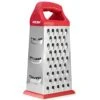 Hef Grater, Professional 4-Sided Cheese Grater With Handle, Stainless Steel Food Grater For Ginger, Potato, Garlic, RED