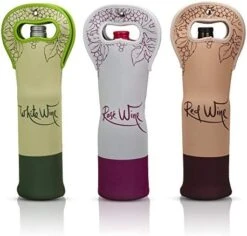 Wine Tote Carrier Bag With Magnetic Handle Clasp From Made Easy Kit Neoprene Champagne Bottle Protective Travel Or Gift Bag - Set Of 3 (Floral Patterns) -KitchenAid Shop 418JTAhi4lL. AC