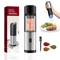 Gravity Electric Salt And Pepper Grinder Battery Operated,Automatic Salt And Pepper Shakers,Pepper Mill Grinder With Led Light,-Adjustable Coarseness(1 PCS)