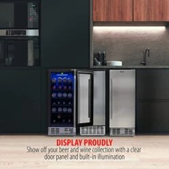 15-Inch Under Counter Beverage Cooler For Beer, Wine, Sodas, 115 Can Capacity, Digital Touch Temperature Control, Even Forced Air Cooling, 5 Shelves, Large Display Window, Built-In Lighting -KitchenAid Shop 418PCR9HAYL