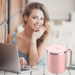 Self Stirring Mug, Self Stirring Coffee Mug Magnetic Stirring Cup Electric Mixing Cup With Stainless Steel Stir Bar Suitable For Coffee/Milk/Hot Chocolate/Protein Powder (Pink-360ML) -KitchenAid Shop 418XoKHHsUL