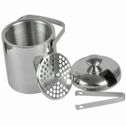 GSCW Small Ice Bucket With Tongs- Best Double Wall Insulated Stainless Steel Miniature Bar Accessory Gift Set