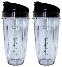 Blendin 24oz Large Tall Cup With Sip N Seal Lid Replacement Jar, Compatible With Nutri Ninja Auto IQ & Duo Blenders - Premium Blender Replacement Cups - Cup Diameter Is 4" (2 Pack)