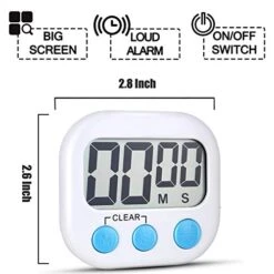 2 Pack Digital Kitchen Timer For Cooking Big Digits Loud Alarm Magnetic Backing Stand Cooking Timers For Baking White -KitchenAid Shop 418kYCSqxEL