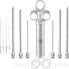 Grill Sergeant Professional Meat Injector, Marinade Syringe Set, Forever Guarantee, Zippered Storage & Travel Case, 304 Stainless Steel, No Aluminum, 6 Needles, 2.5 Oz Capacity, 4 Cleaning Brushes