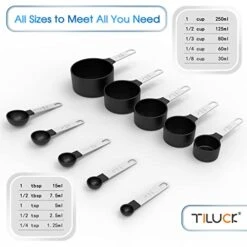 Measuring Cups & Spoons Set, Stackable Cups And Spoons, Nesting Measure Cups With Stainless Steel Handle, Kitchen Gadgets For Cooking & Baking (5+5, Black) -KitchenAid Shop 418utCpBTNL