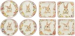Easter Garden 8.5" Dessert/Salad Plate, Set Of 4 Assorted Designs, Multicolored -KitchenAid Shop 418wANHDsNL. AC