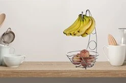 XZACT Fruit Basket Fruit Bowl With Banana Hook 43cm Tall, Wired Fruit Rack/ Banna Stand Hanger - Silvery Chrome Finish -KitchenAid Shop 418xPvPYwPS