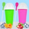 Keychain Slushy Cup Slushie Cups, Slushy Cup 2 Pack, Slushy Maker Slushie Squeeze Cup, Frozen Magic Slushy Maker Cup, Travel Portable Double Layer Silica Cup For Fun(PINK+GREEN) -KitchenAid Shop 4190Q5qAgUL