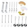Cheese Butter Spreader Knives Set Charcuterie Accessories Stainless Steel Spreader Knives Charcuterie Boards Utensils Mini Serving Tongs Spoons And Forks For Pastry Making (Silver, 14 Pcs) -KitchenAid Shop 4195mWuobPL