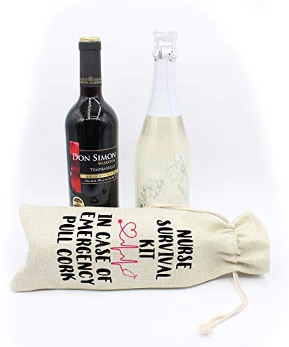 Nurse Wine Bags-Nurse Survival Kit Bags Gift For Nurse Present For Co-worker Nurse Appreciation Gifts-Cotton Linen Drawstring Wine Bags 4 Nurse Wine Bags-Nurse Survival Kit Bags Gift For Nurse Present For Co-worker Nurse Appreciation Gifts-Cotton Linen Drawstring Wine Bags - Image 2