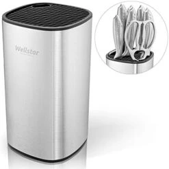 Universal Knife Block Holder, Stainless Steel Knife Stand Without Knives, Safe Space Saver Large Volume Stable Knife Storage With Scissors Slot, Detachable For Easy Cleaning - Square -KitchenAid Shop 419Eq6TpxDL. AC