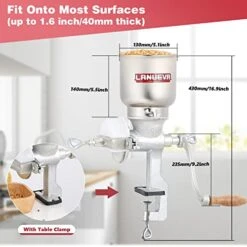 Corn Grinder, Cast Iron Hand Grain Mill Grinder, Manual Coarse Grinding Tool For Corn Beans Barley Rice, With 500ML High Hopper, Hand Crank And Table Clamp -KitchenAid Shop 419FNSkrtcL