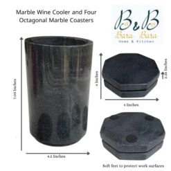 Wine Cooler Large Black Marble Chiller Ice Bucket, Ideal For Parties And Occasions. This Set Includes Four Marble Coasters. This Holder Can Be Used For Utensils And Champagne Bucket. -KitchenAid Shop 419MSBYVijL